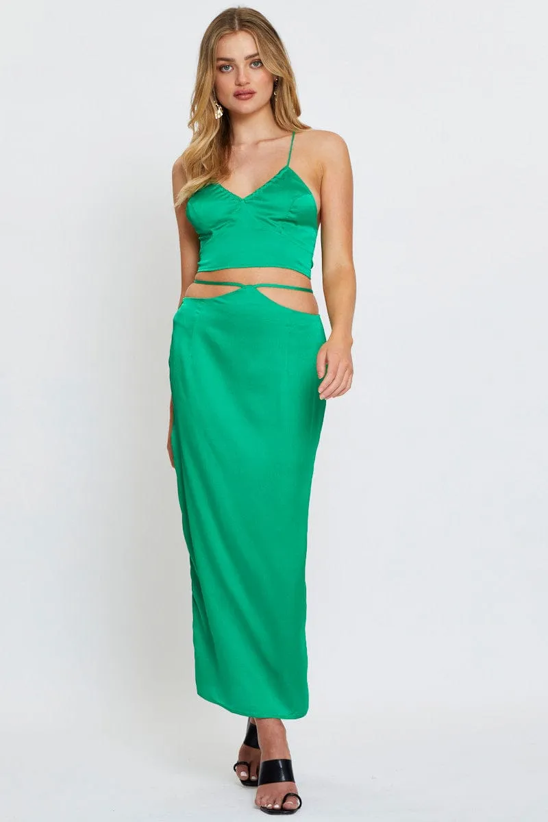 Green Cami Top Halter Satin sold by Ally Fashion product image thumbnail 2