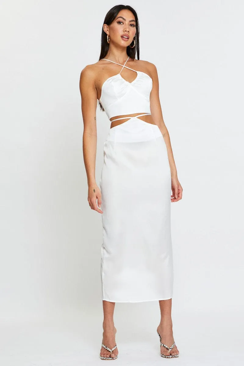 White Cami Top Halter Satin sold by Ally Fashion product image thumbnail 3