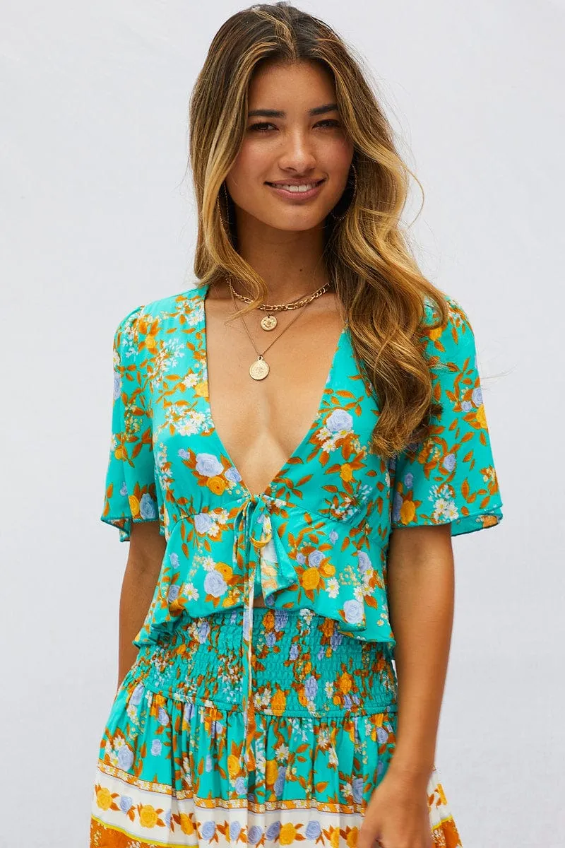 Print Halter Top Sleeveless Crop Halter sold by Ally Fashion product image thumbnail 3