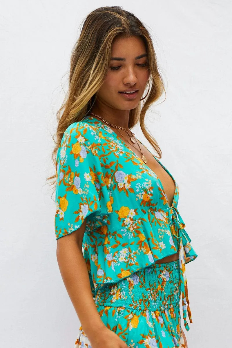 Print Halter Top Sleeveless Crop Halter sold by Ally Fashion product image thumbnail 4