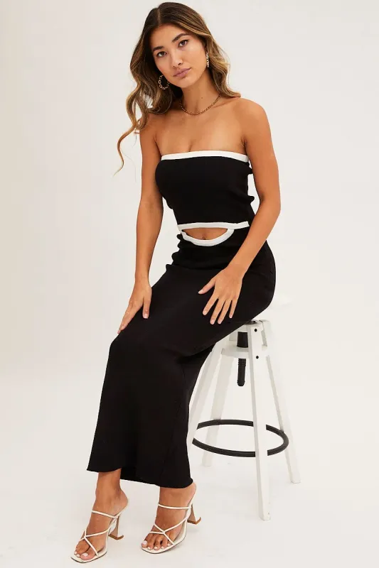 Black Cut Out Knit Midi Dress sold by Ally Fashion