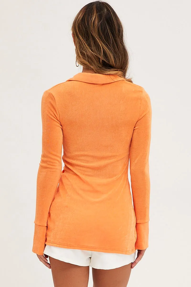 Orange Slinky Jersey Long Sleeve Top sold by Ally Fashion product image thumbnail 4