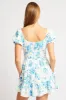 Blue Floral Fit And Flare Dress Mini sold by Ally Fashion