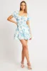 Blue Floral Fit And Flare Dress Mini sold by Ally Fashion