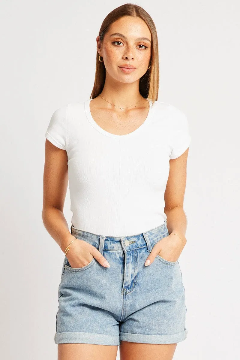 White T Shirt Short Sleeve V Neck sold by Ally Fashion product image thumbnail 3