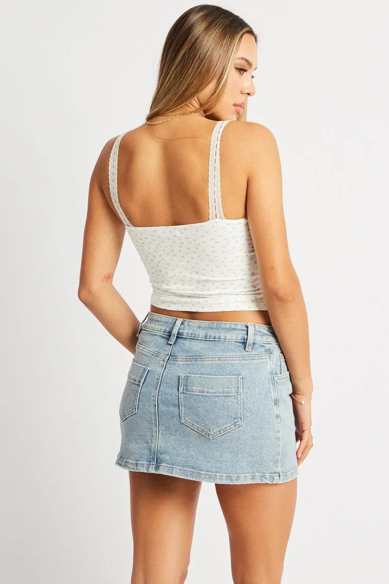 White Floral Singlet V neck Lace trim sold by Ally Fashion product image thumbnail 5