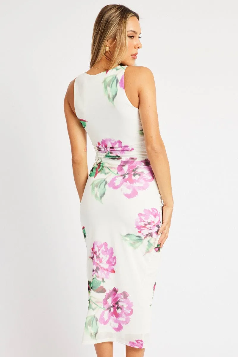 Multi Floral Bodycon Dress Sleeveless sold by Ally Fashion product image thumbnail 5