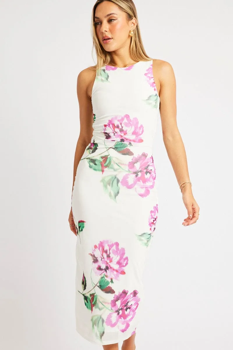 Multi Floral Bodycon Dress Sleeveless sold by Ally Fashion product image thumbnail 3