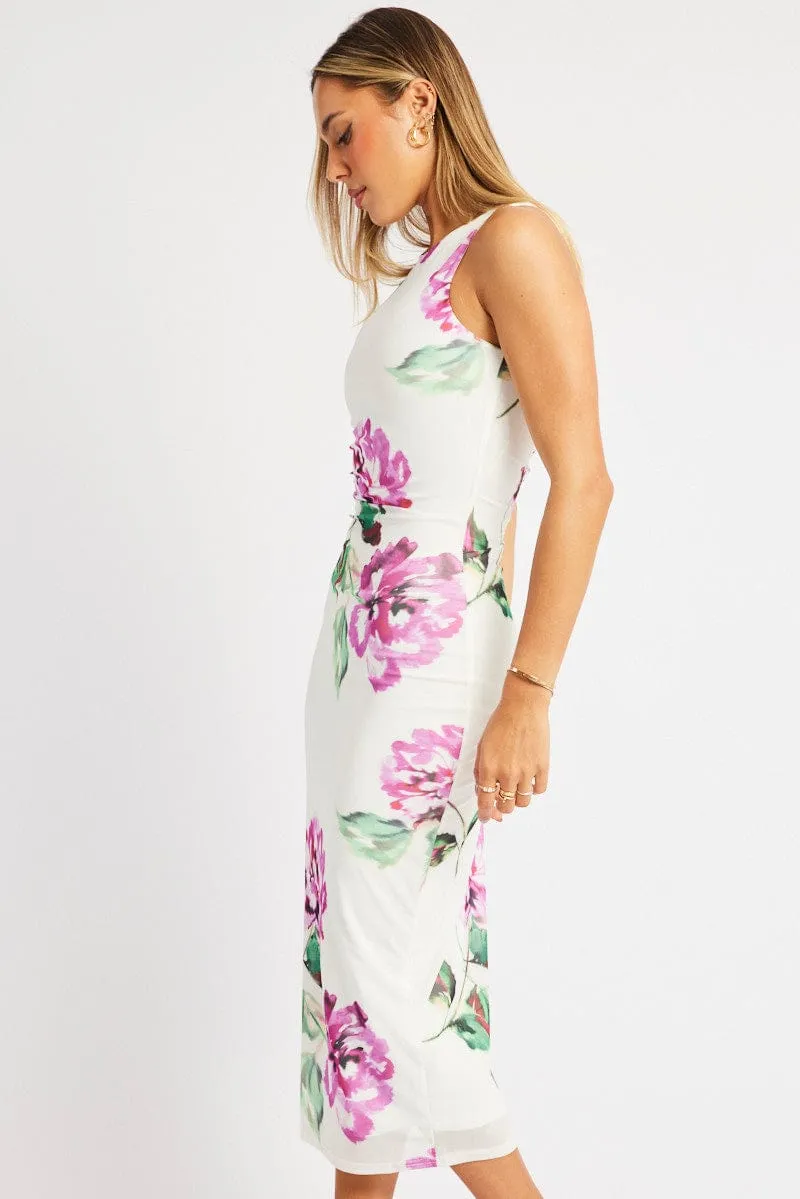Multi Floral Bodycon Dress Sleeveless sold by Ally Fashion product image thumbnail 4