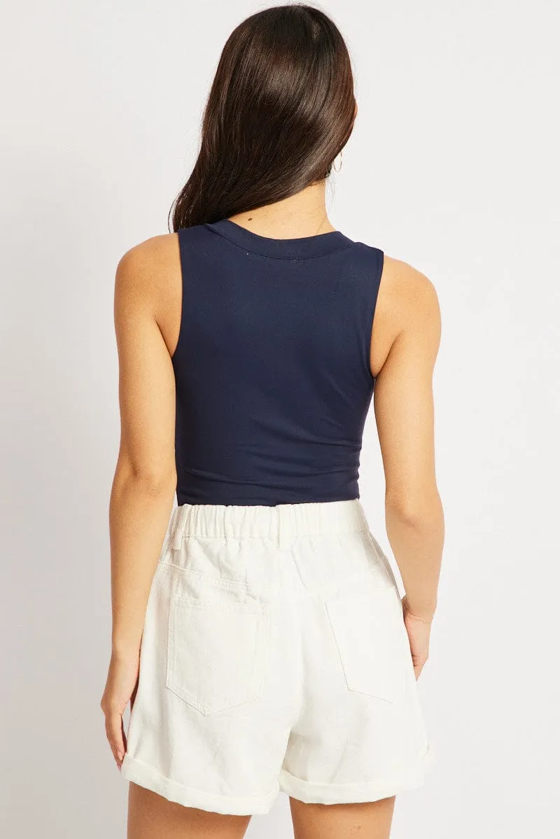 Blue Supersoft Bodysuit Sleeveless V Neck sold by Ally Fashion product image thumbnail 4