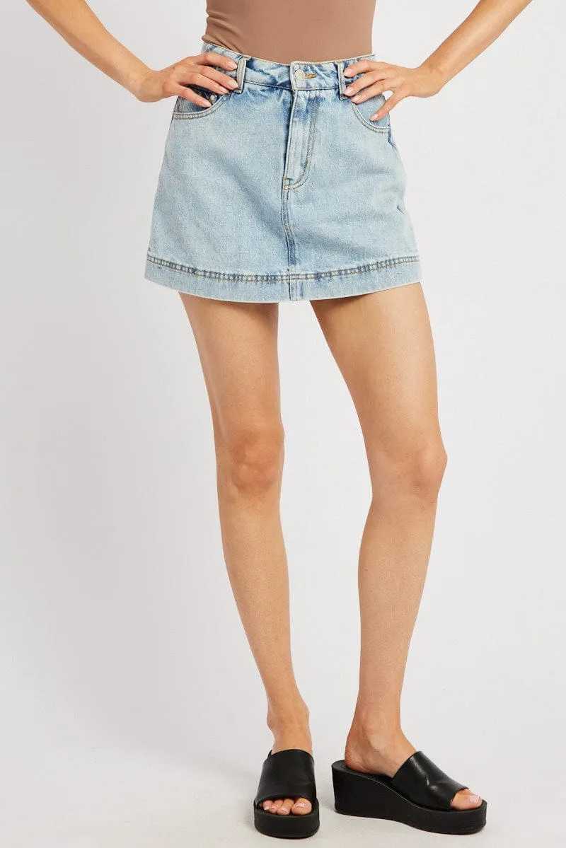 Denim Skort Skirt High Rise sold by Ally Fashion product image thumbnail 3