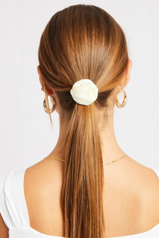 White Rosette Hair Tie sold by Ally Fashion