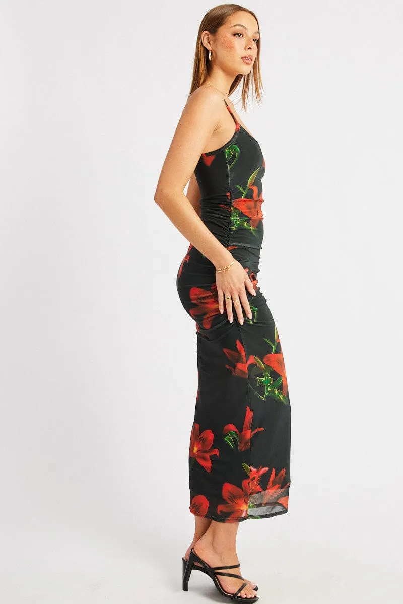 Black Floral Bodycon Dress Singlet Mesh sold by Ally Fashion product image thumbnail 4