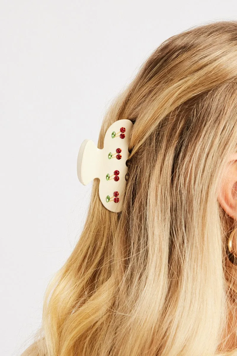 White Cherry Claw Clips sold by Ally Fashion
