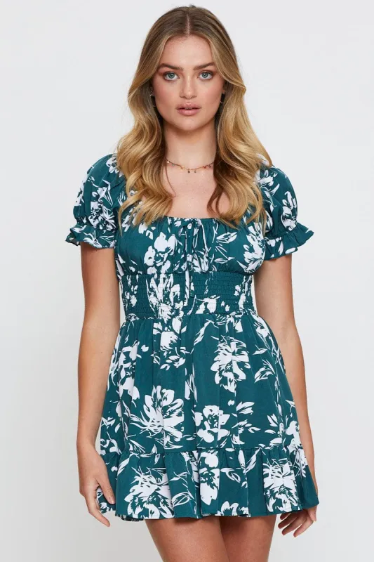 Print Mini Dress Short Sleeve Scoop Neck sold by Ally Fashion