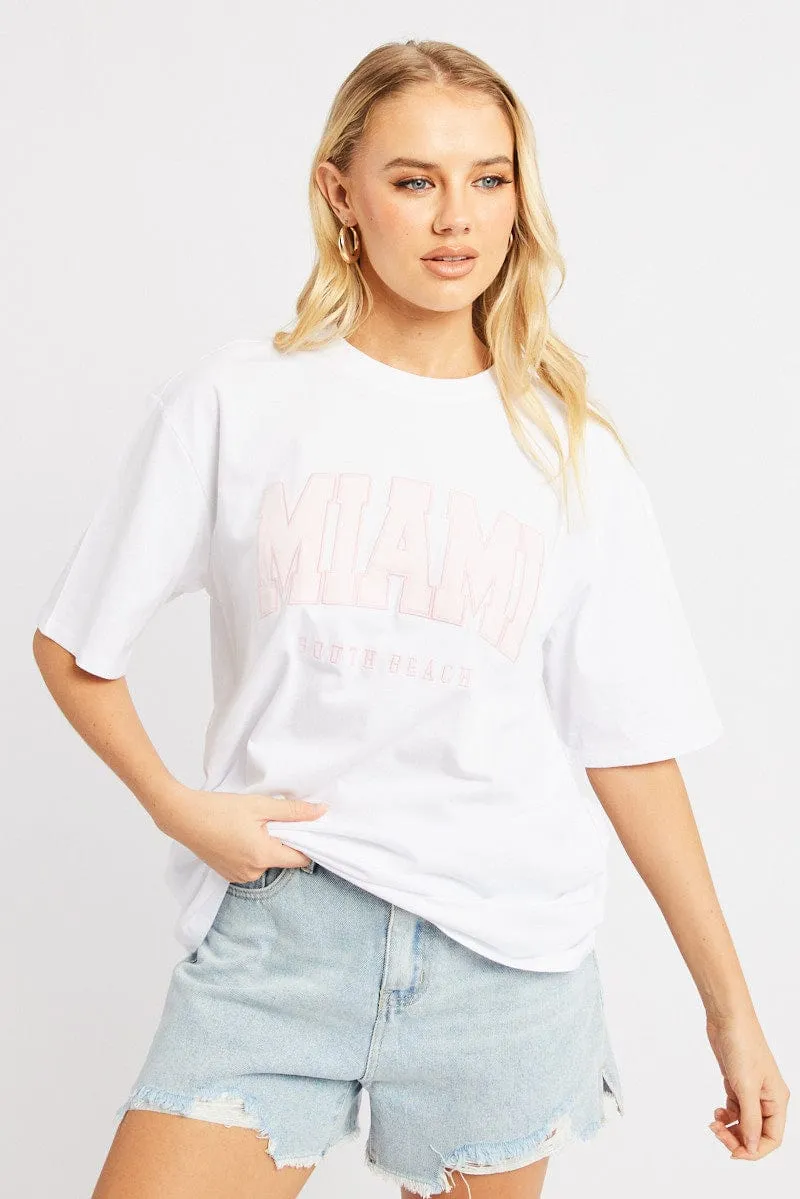 White Graphic Tee Short Sleeve sold by Ally Fashion product image thumbnail 3