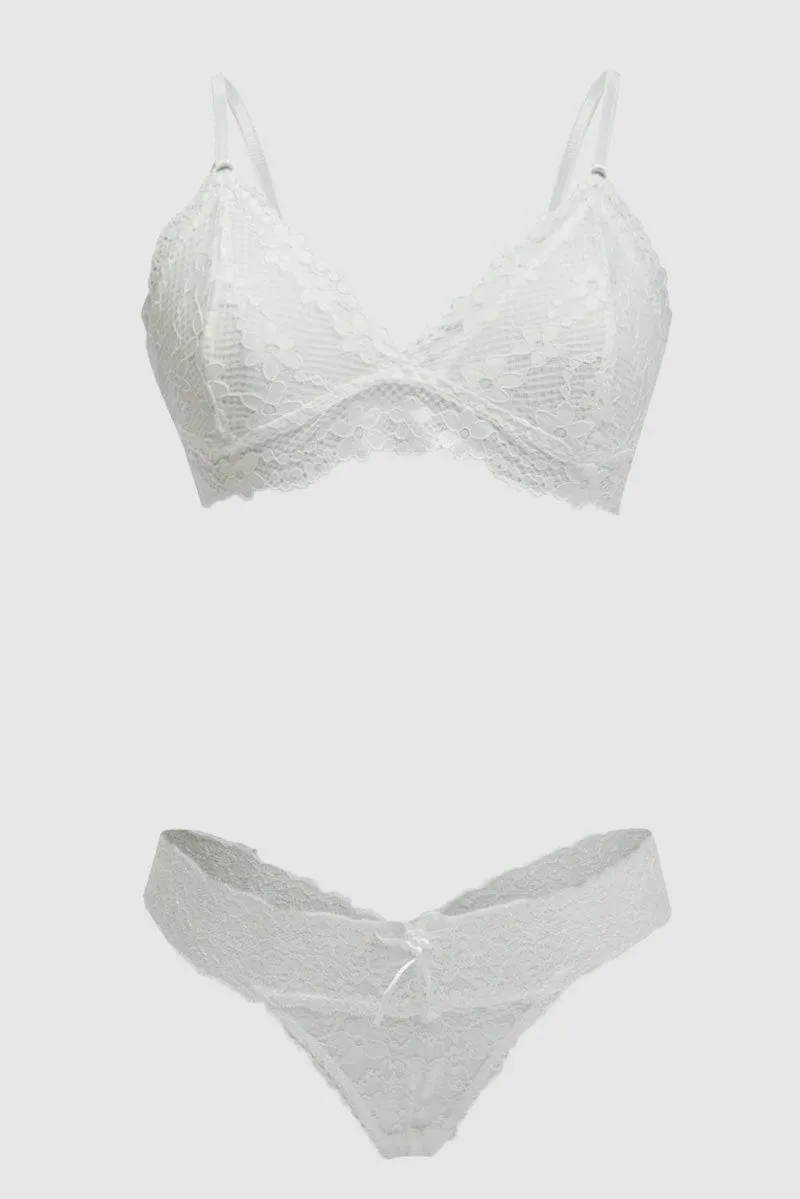 White Lace Lingerie Set sold by Ally Fashion