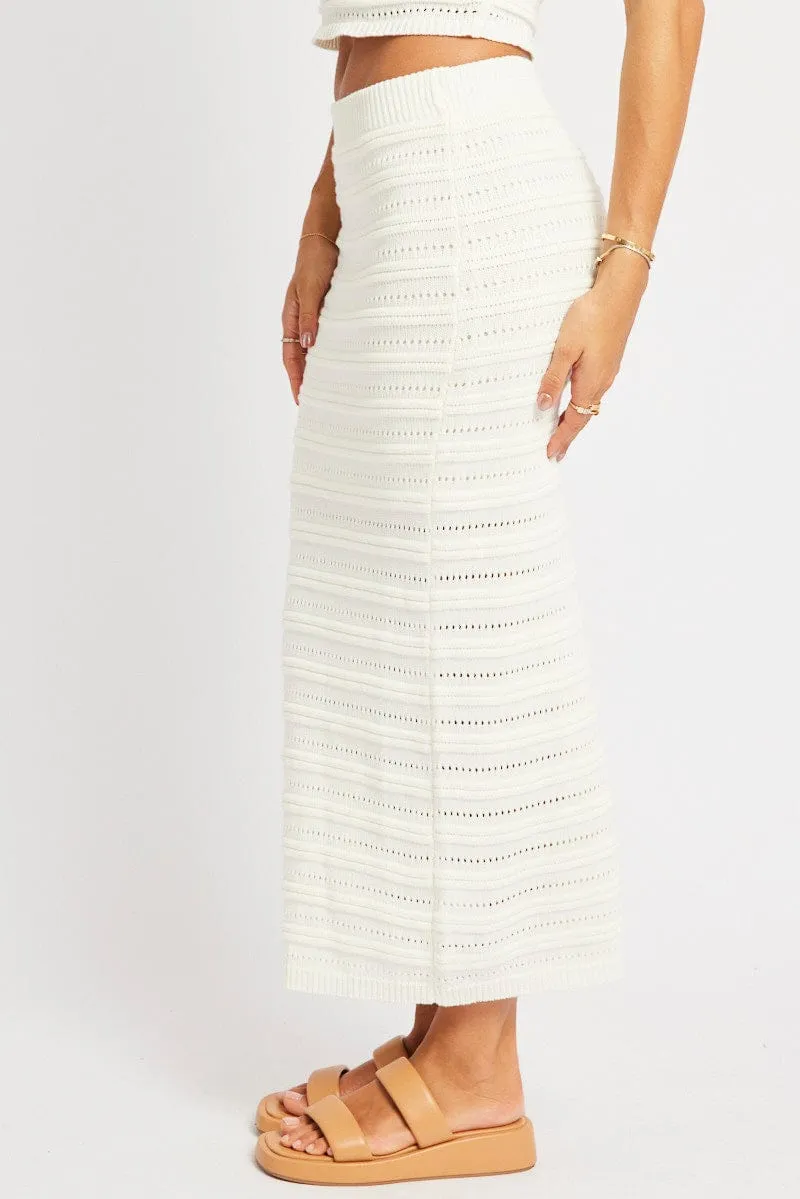 White Crochet Skirt High Rise Elastic Waistband Midi sold by Ally Fashion product image thumbnail 4