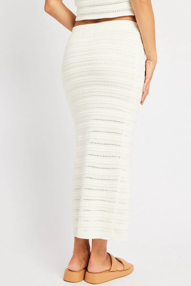 White Crochet Skirt High Rise Elastic Waistband Midi sold by Ally Fashion product image thumbnail 5