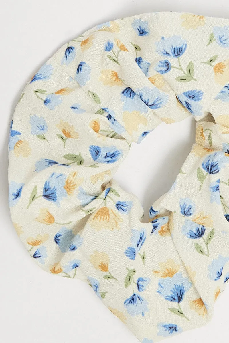 Blue Floral Scrunchie sold by Ally Fashion product image thumbnail 2