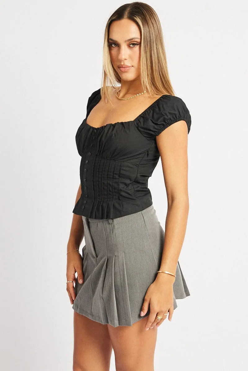 Black Milkmaid Top Short Sleeve Corset sold by Ally Fashion product image thumbnail 4
