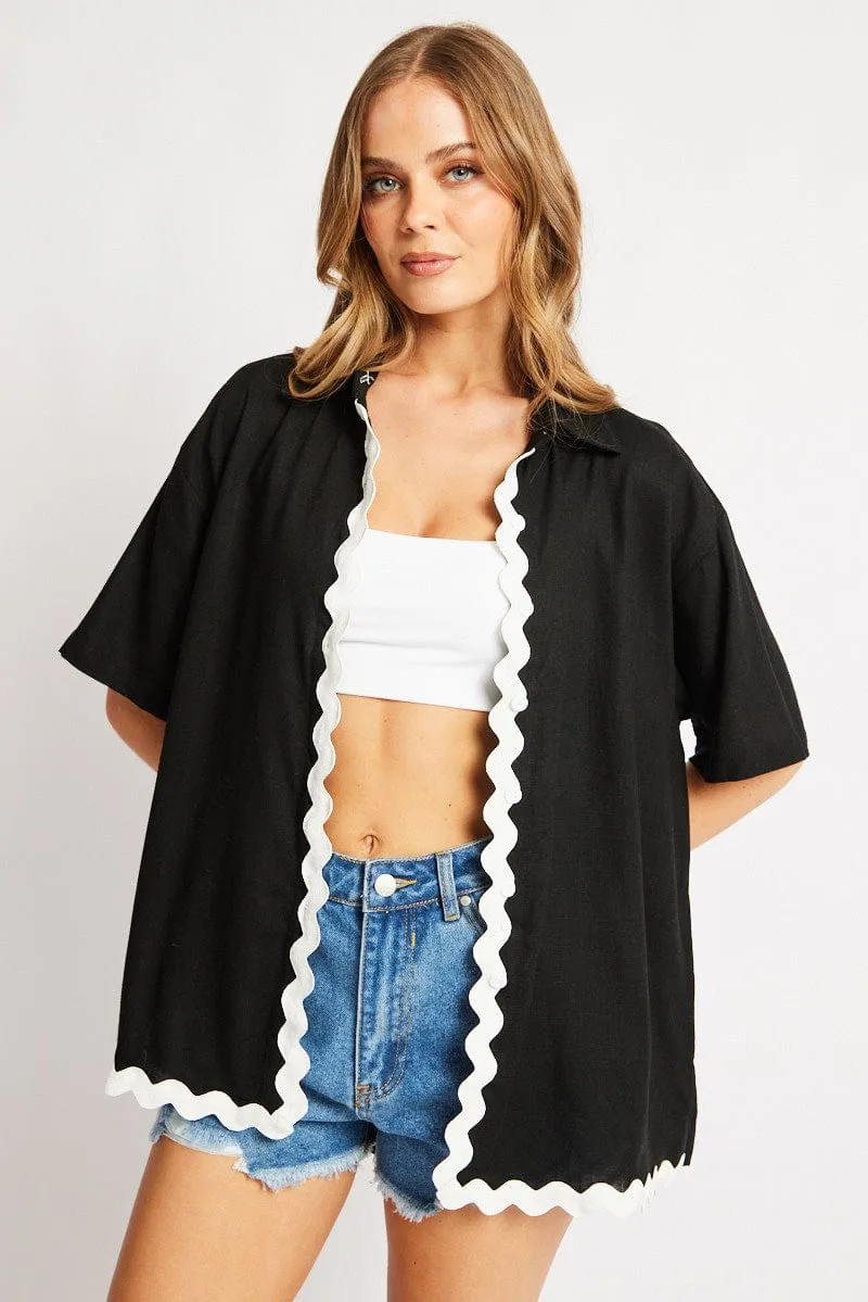 Black Relaxed Shirt Short Sleeve Ric Rac sold by Ally Fashion product image thumbnail 3