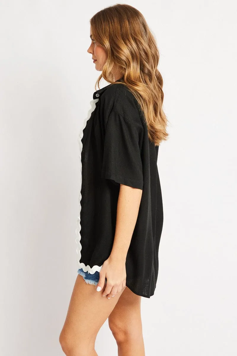 Black Relaxed Shirt Short Sleeve Ric Rac sold by Ally Fashion product image thumbnail 4