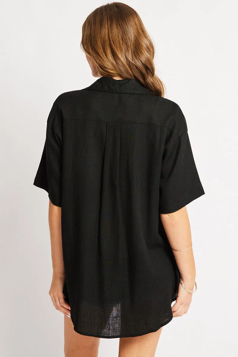 Black Relaxed Shirt Short Sleeve Ric Rac sold by Ally Fashion product image thumbnail 5