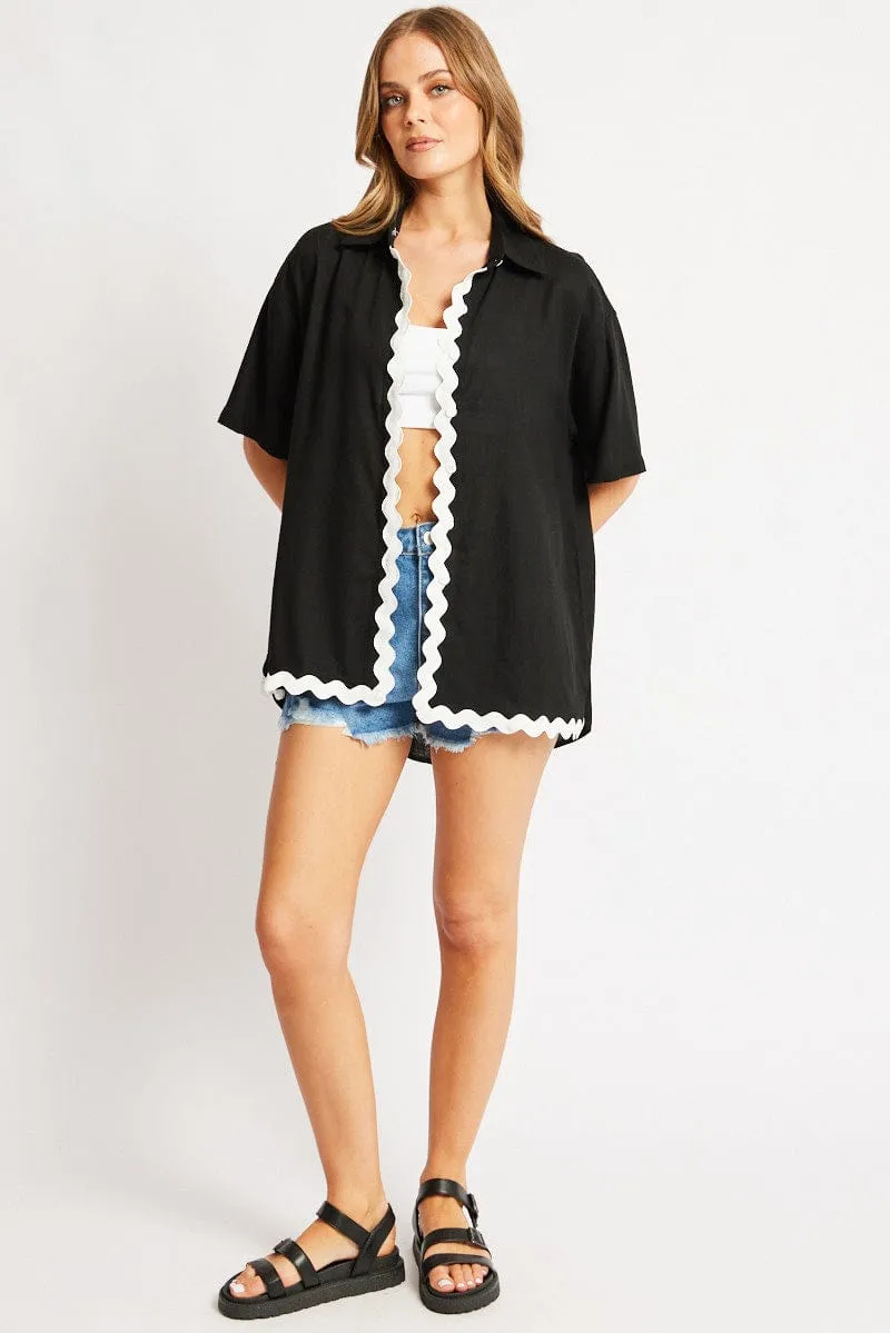 Black Relaxed Shirt Short Sleeve Ric Rac sold by Ally Fashion product image thumbnail 2