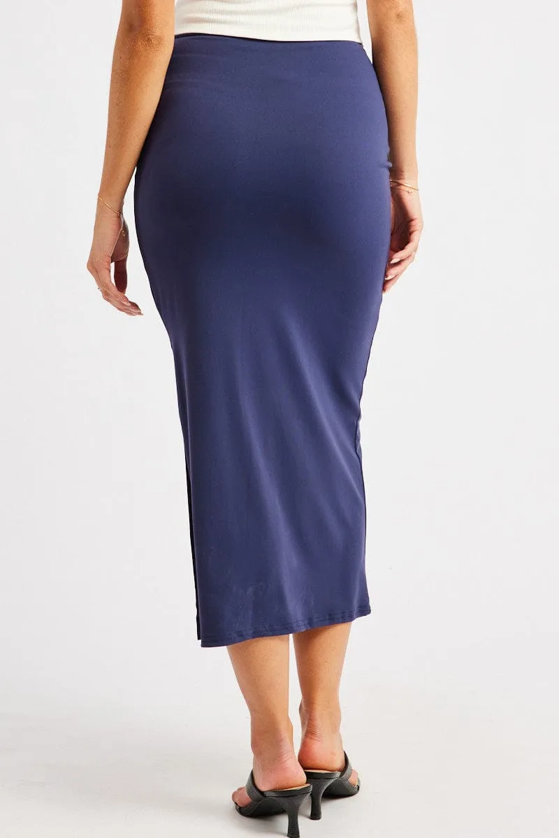 Blue Midaxi Skirt High Rise Ruched Lined Supersoft sold by Ally Fashion product image thumbnail 5