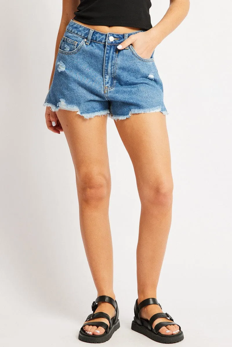 Denim Ripped Denim Short Mid Rise sold by Ally Fashion product image thumbnail 3