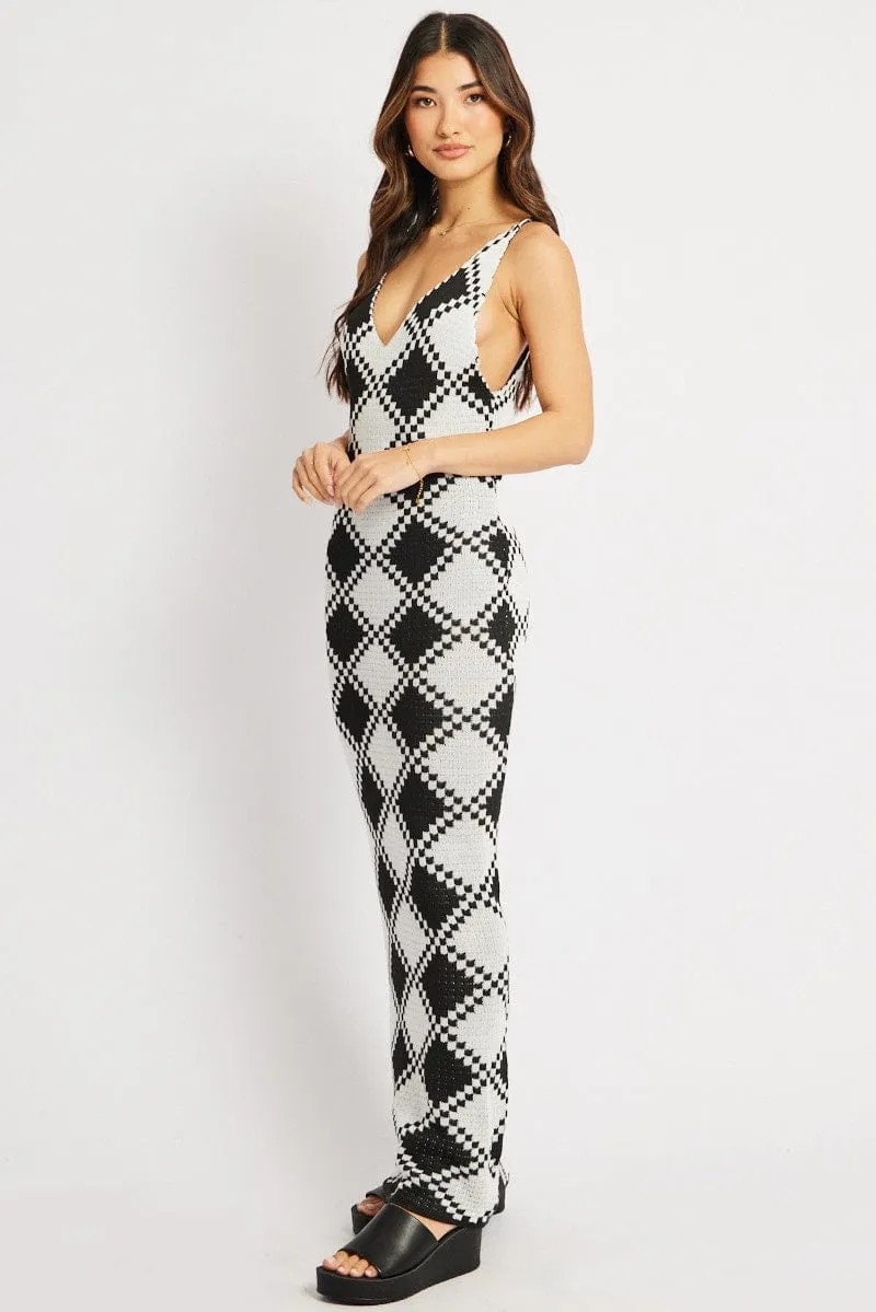 Black Check Beach Dress Cover Up sold by Ally Fashion product image thumbnail 4