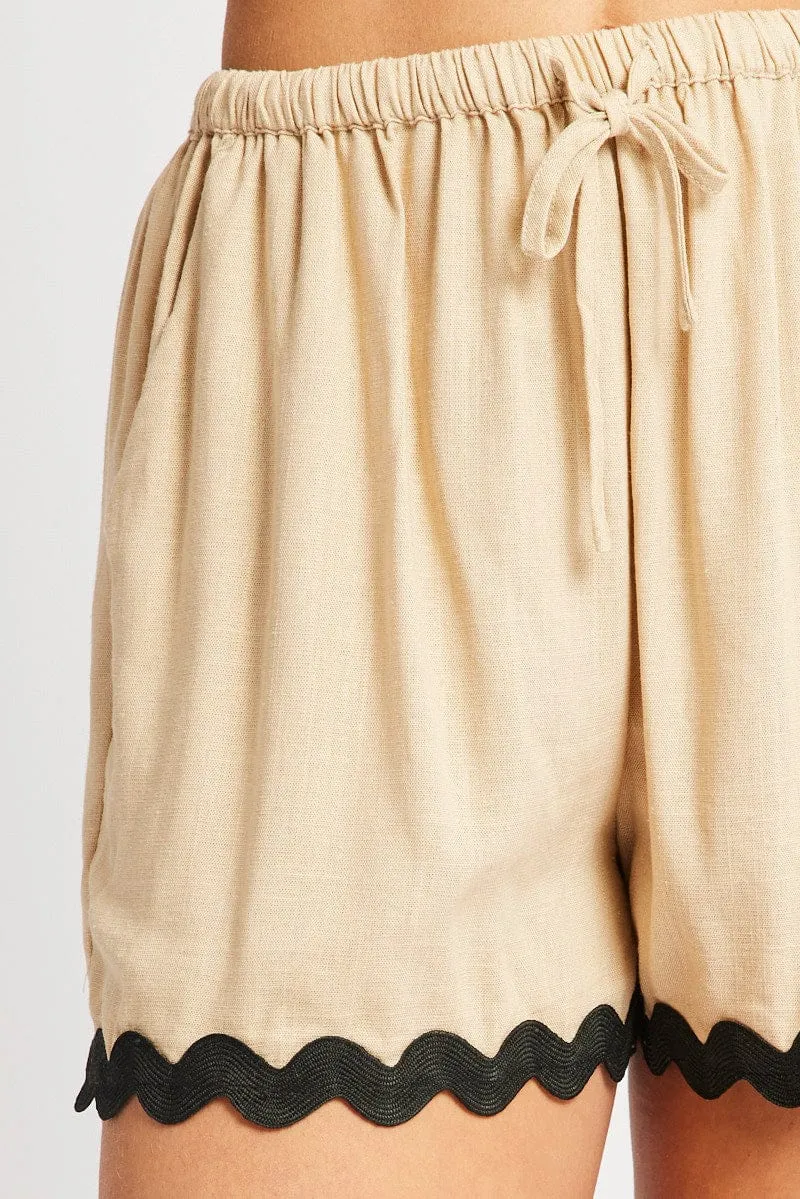 Beige Shorts Elasticated Waist Ric Rac sold by Ally Fashion product image thumbnail 5