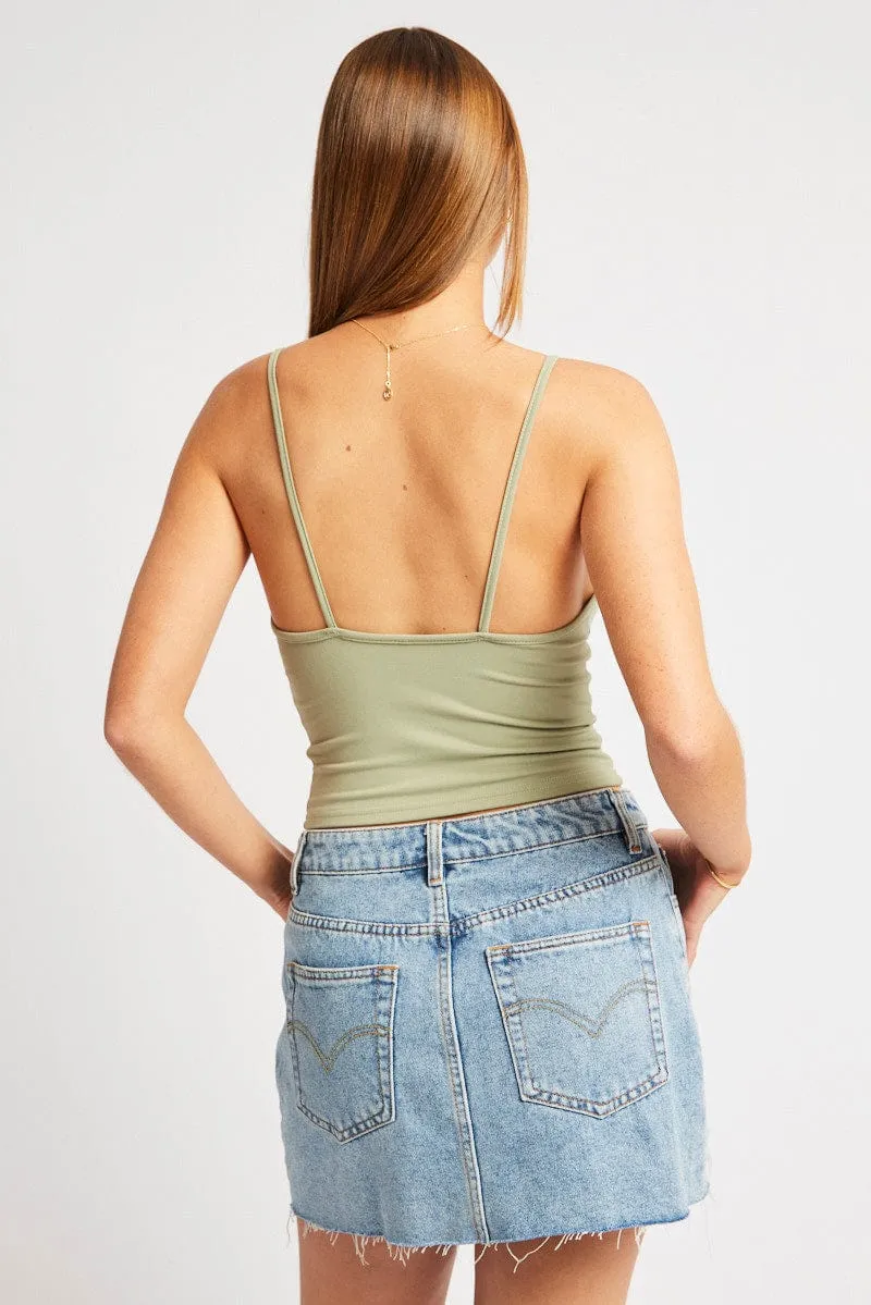 Green Sleeveless Tank Supersoft sold by Ally Fashion product image thumbnail 5