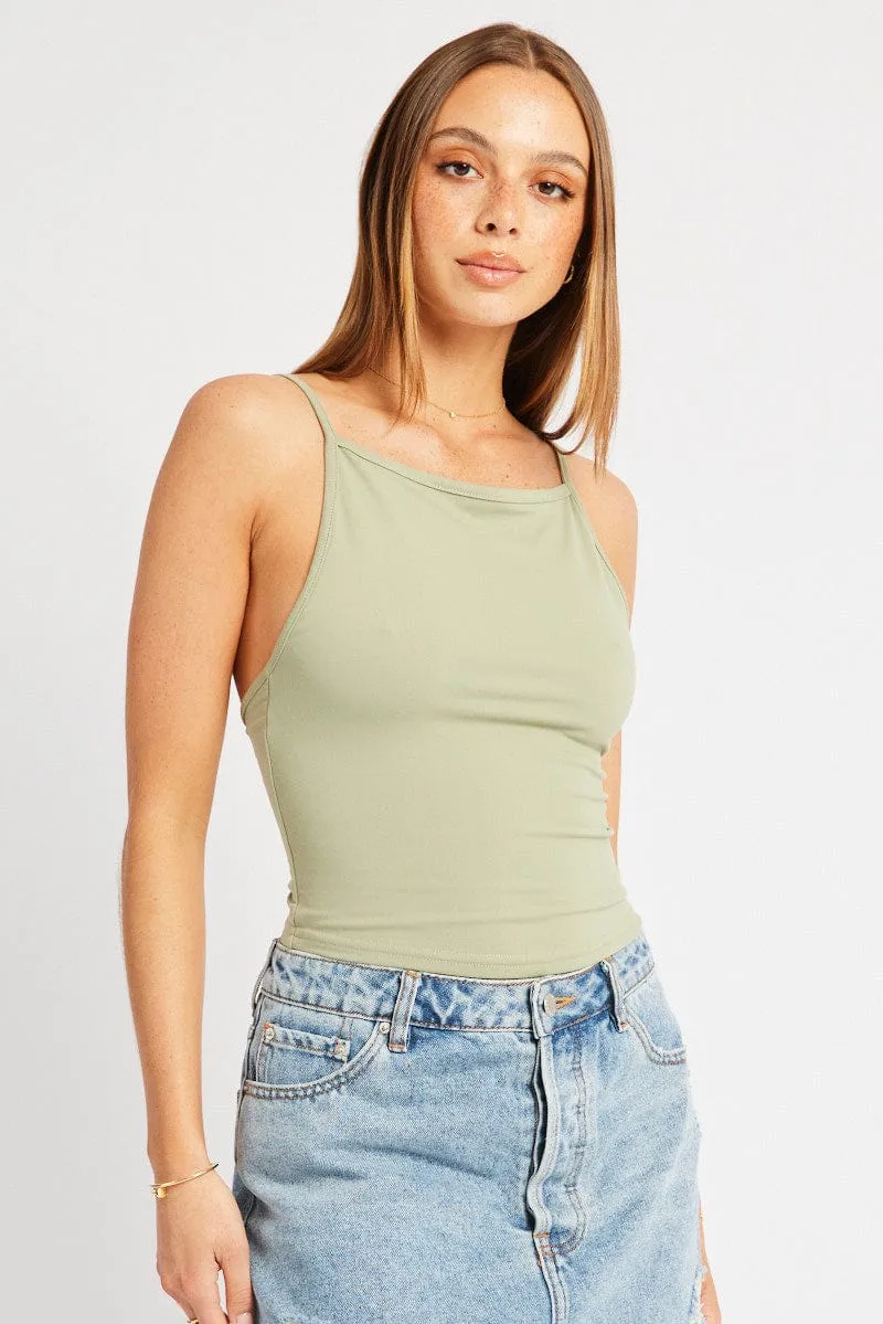 Green Sleeveless Tank Supersoft sold by Ally Fashion product image thumbnail 3