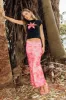 Pink Floral Mesh Skirt Elasticated Picot Trim Midaxi sold by Ally Fashion