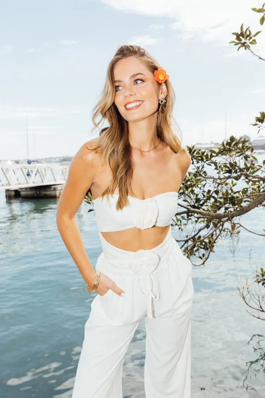 White Cut Out Rosette One Piece Swimsuit sold by Ally Fashion