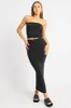 Black Midi Skirt High Rise Rib Jersey sold by Ally Fashion