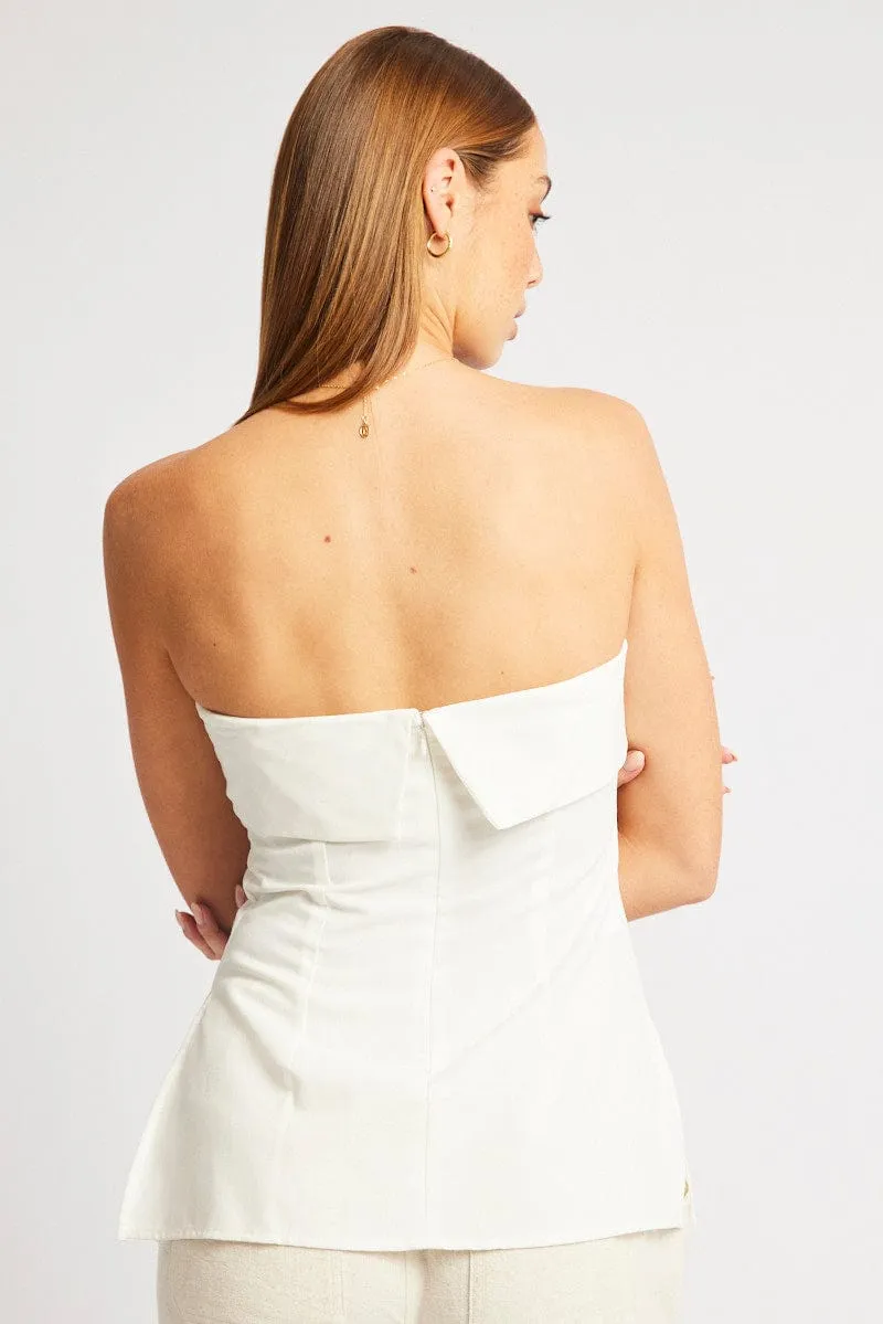 White Boob Tube Top Linen Blend sold by Ally Fashion product image thumbnail 5