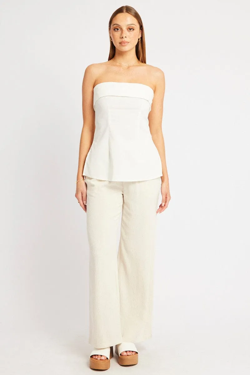 White Boob Tube Top Linen Blend sold by Ally Fashion product image thumbnail 2