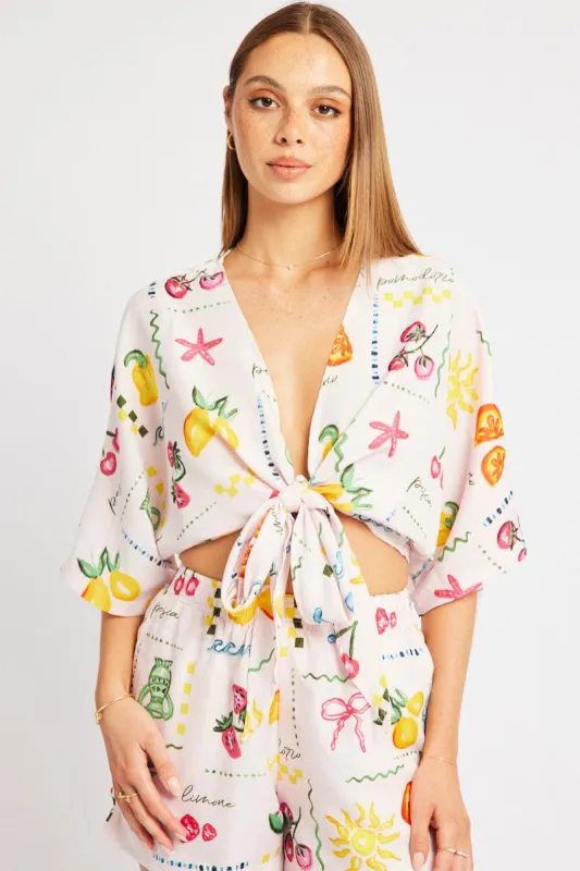 Pink Abstract Tie Up Bolero Short Sleeve sold by Ally Fashion