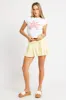 Yellow Skater Skirt Mid Rise Ruched Detail Supersoft Mini sold by Ally Fashion