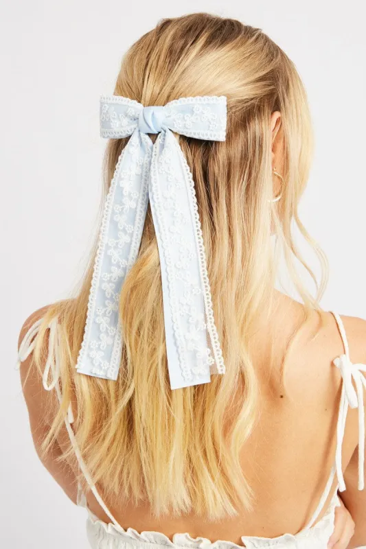 Blue Lace Bow Hair Clip sold by Ally Fashion