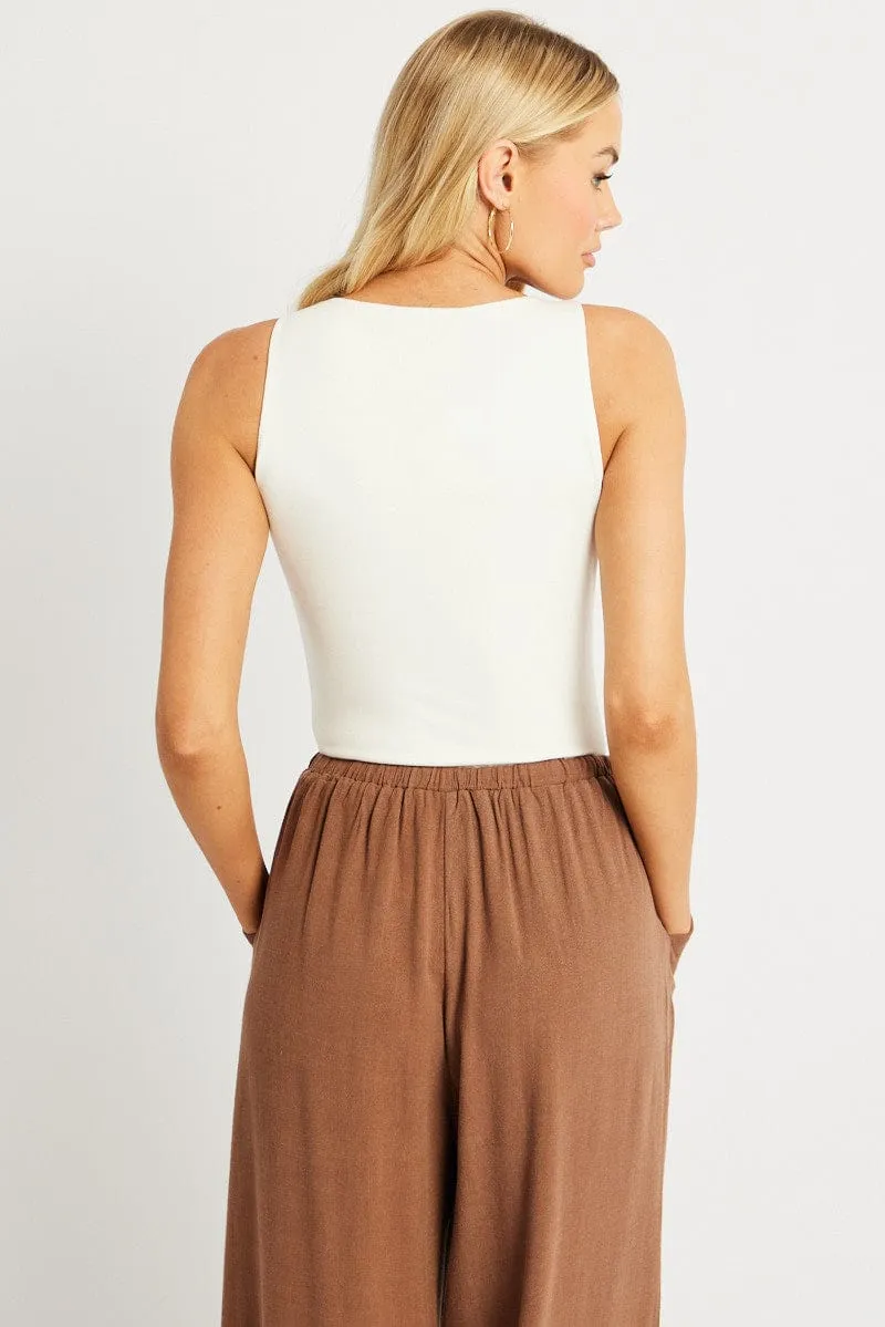 White Bodysuit Boat Neck Modal sold by Ally Fashion product image thumbnail 4