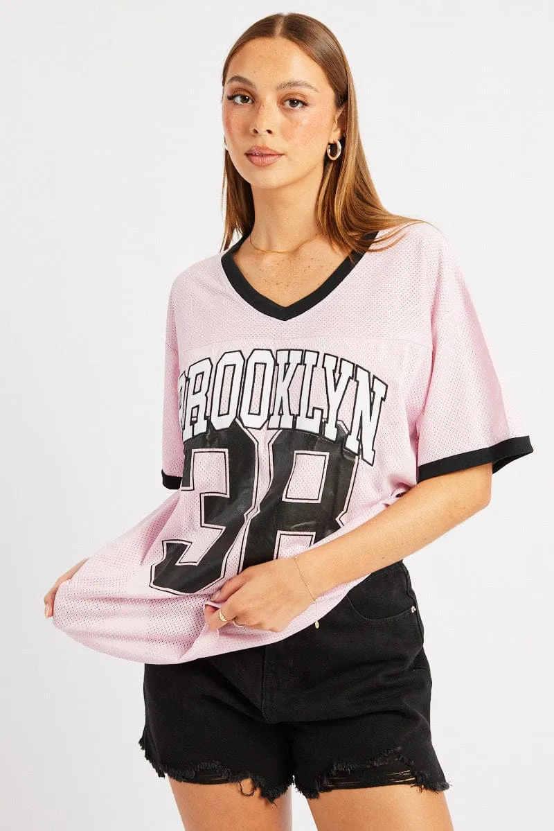 Pink Graphic Tee Short Sleeve sold by Ally Fashion product image thumbnail 3