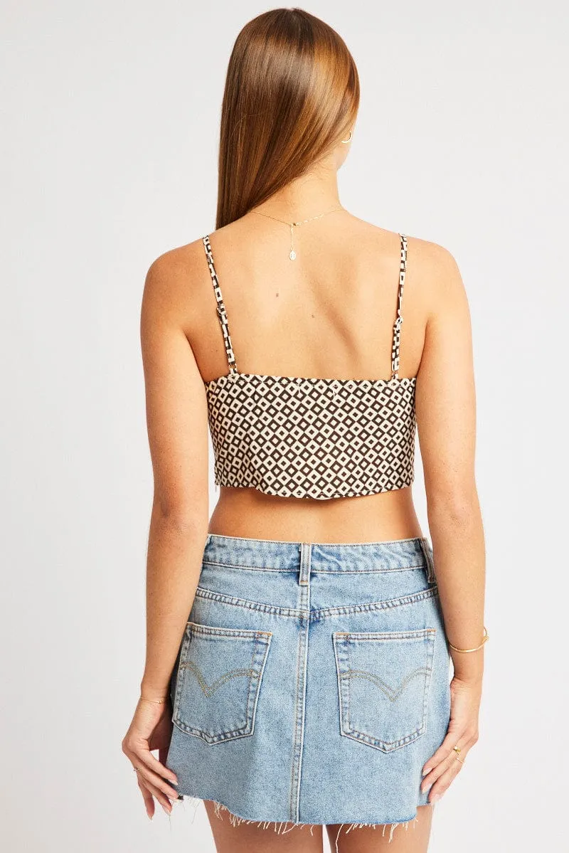 Brown Geo Cami Top Sleeveless Cowl Corset sold by Ally Fashion product image thumbnail 5