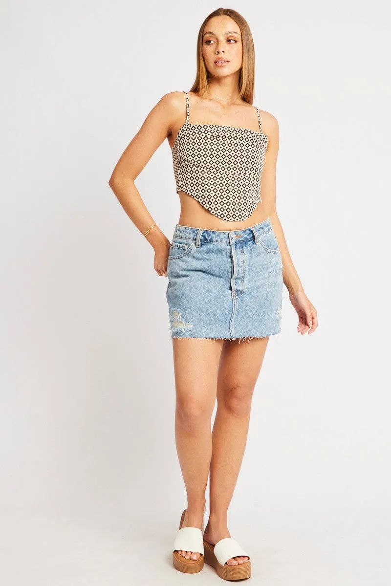 Brown Geo Cami Top Sleeveless Cowl Corset sold by Ally Fashion product image thumbnail 2