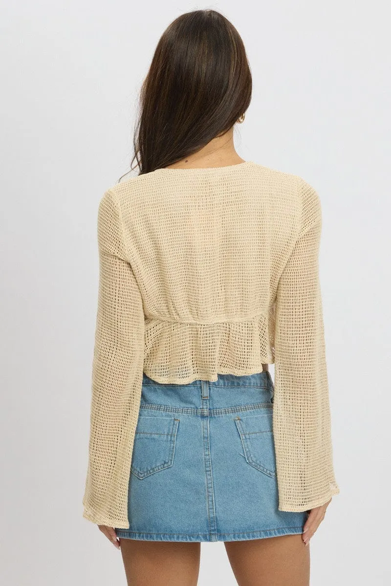 Beige Tie Up Top sold by Ally Fashion product image thumbnail 5