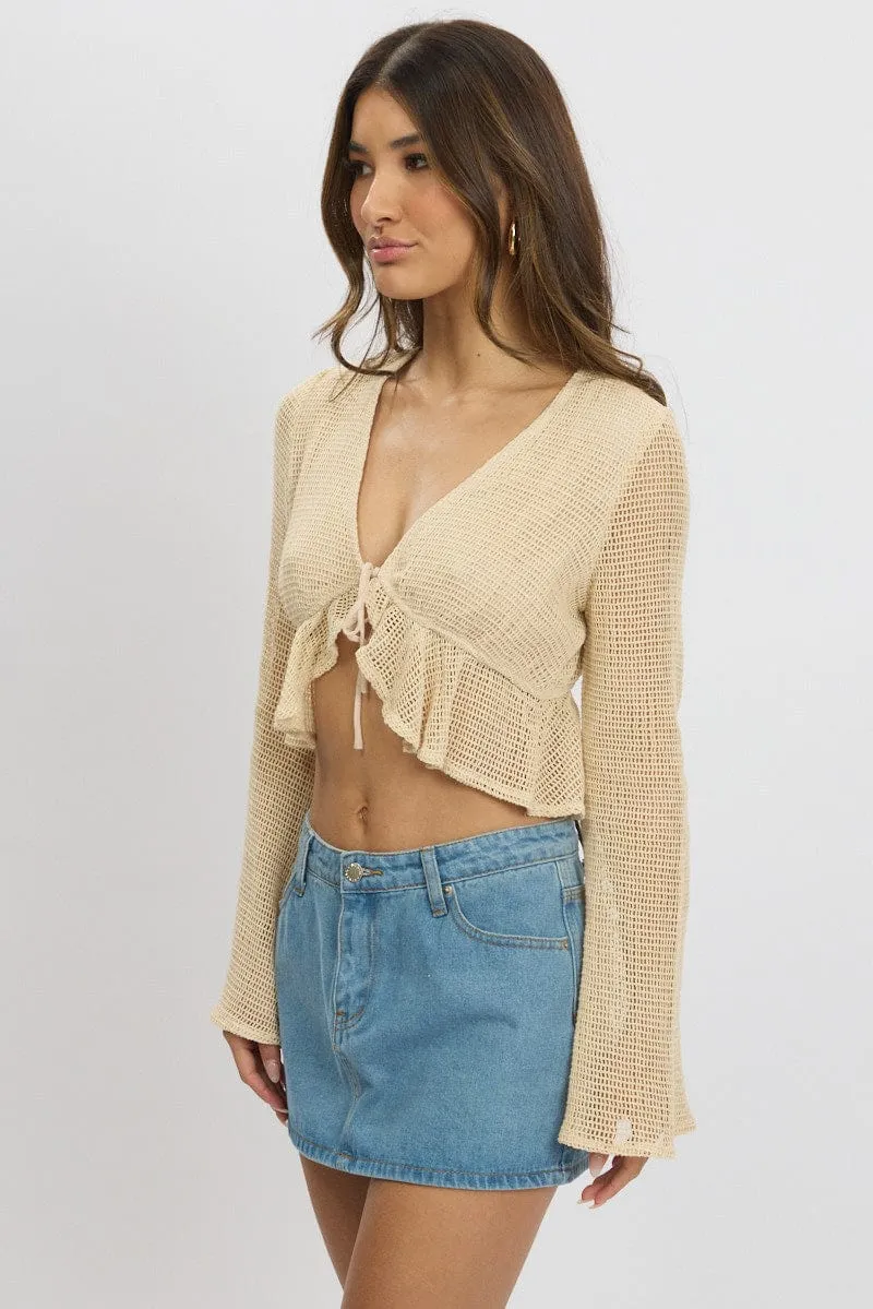 Beige Tie Up Top sold by Ally Fashion product image thumbnail 4