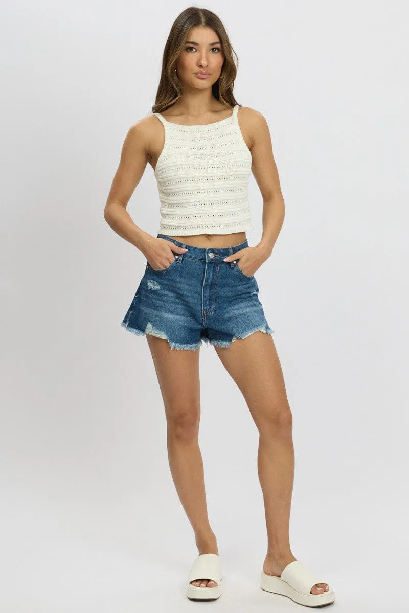 White Crochet Knit Tank Top sold by Ally Fashion product image thumbnail 2